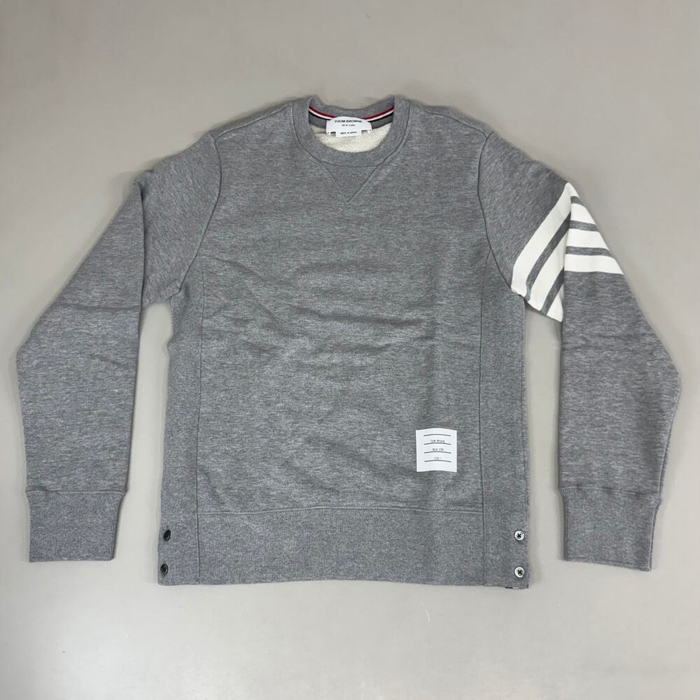THOM BROWNE Crew Neck Classic Pullover LoopBack Men's Sz 1 Grey MJT085A-03377